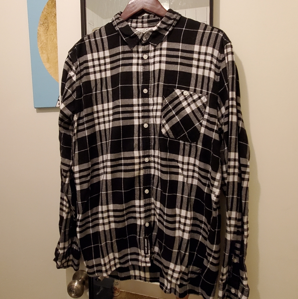Mens Cheap Monday Check Long Sleeve Button Up Med